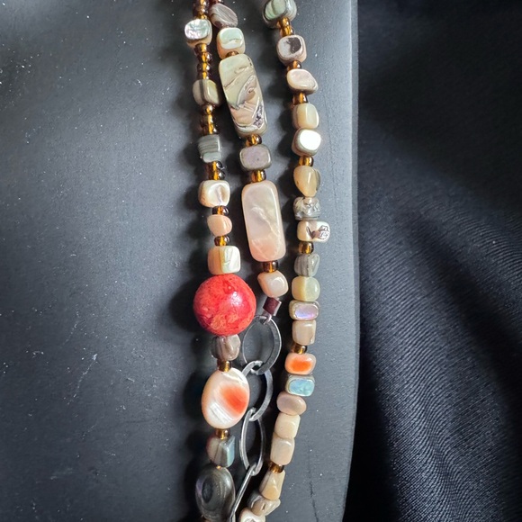 Silpada Fiesta Fun Coral & Abalone Sterling Silver Necklace & Earrings Set - Picture 2 of 9